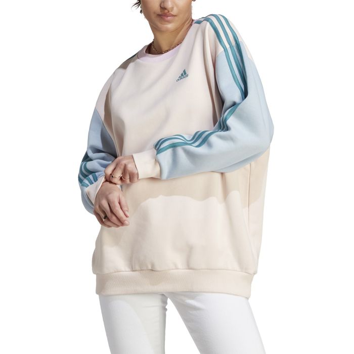 adidas 3 Stripe Fleece Oversized Women s Sweatshirt Stay Cozy and Stylish All Day IM0230