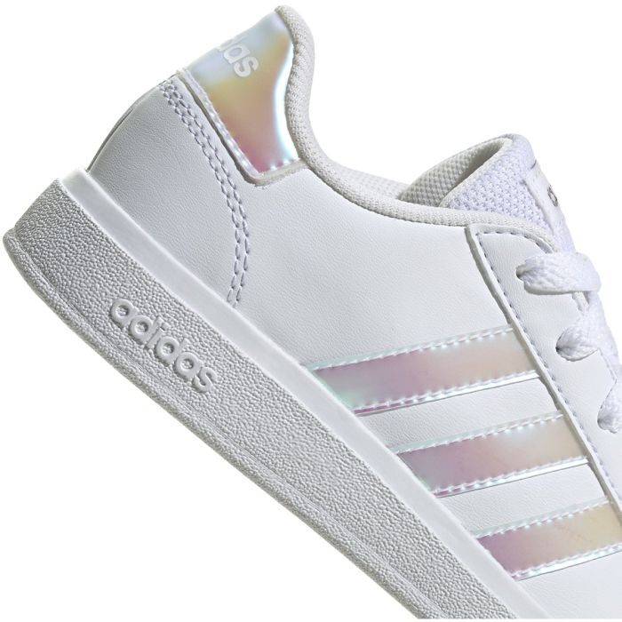 adidas Grand Court 2.0 Kids Tennis Shoes with Iridescent Stripes GY2326