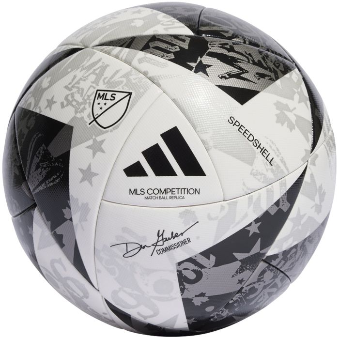 adidas MLS Competition NFHS Soccer Ball in White Black Iron Metallic HT9029
