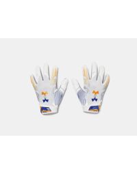 Under Armour Youth F8 Football Gloves in White-Orange Shock | 1370846-103