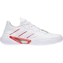 womens white silver and red adidas tennis shoe
