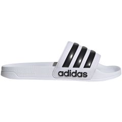 unisex white and black adidas slides