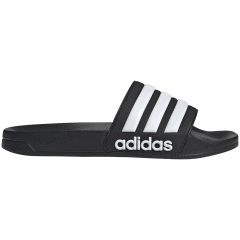unisex black and white adidas slides