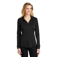 Port Authority Silk Touch Performance Womens Long Sleeve Polo in Black | L540LS