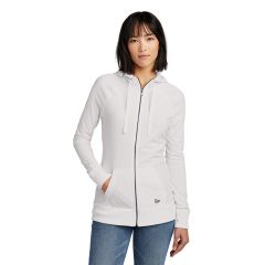 New Era Sueded Cotton Blend Womens Full Zip Hoodie in White | LNEA122