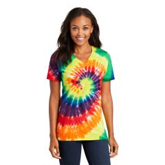 Port and Company Tie-Dye V-Neck Womens T-Shirt