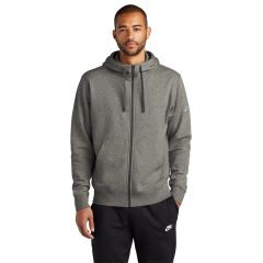 Nike Club Fleece Sleeve Swoosh Mens Full Zip Hoodie in CharcoalHt | NKDR1513