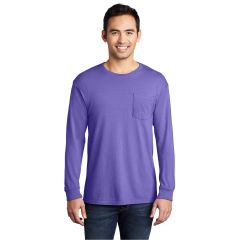 Port and Company Beach Wash Garment-Dyed Long Sleeve Mens Pocket T-Shirt