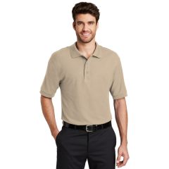 Port Authority Silk Touch Mens Tall Short Sleeve Polo Shirt in Stone | TLK500