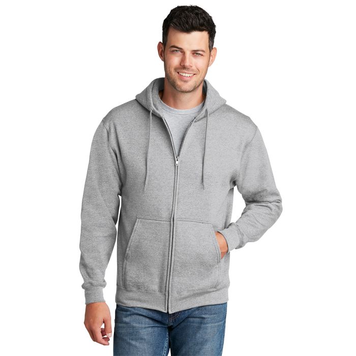 Port and Company Core Fleece Mens Full Zip Hooded Sweatshirt | PC78ZH