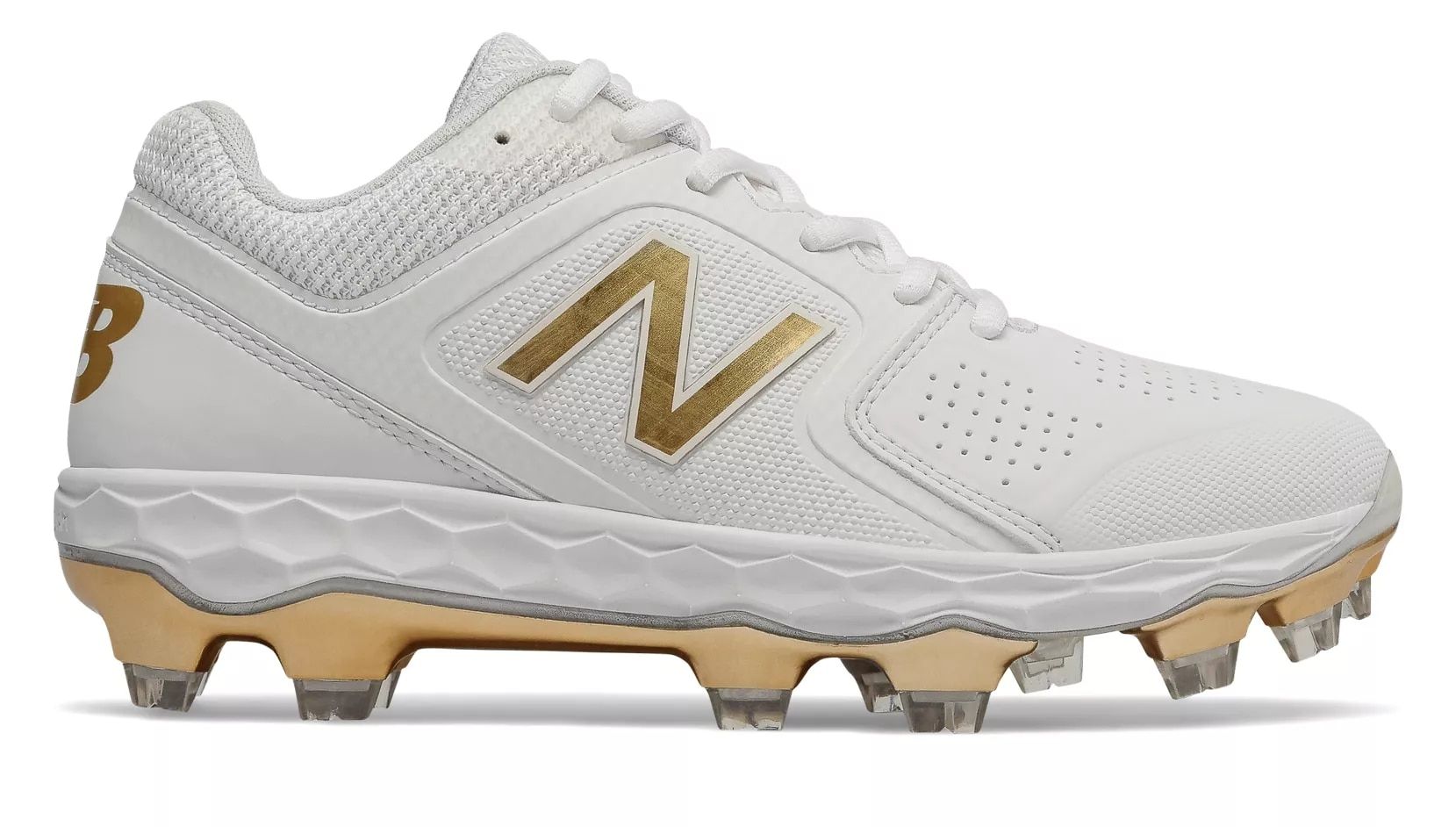 Gold and white new balance cleats store