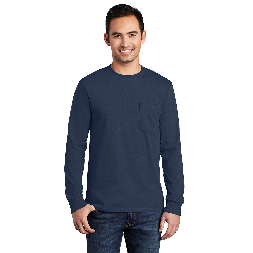 Port and Company Essential Pocket Mens Long Sleeve T-Shirt