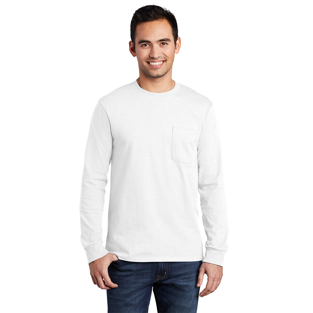 Port and Company Long Sleeve Essential Mens Tall Pocket T-Shirt