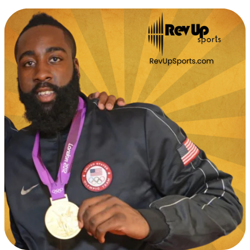 James Harden winning a gold medal